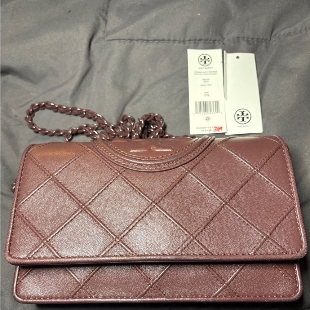 Tory Burch Brown Burgundy Quilted Women's Bag